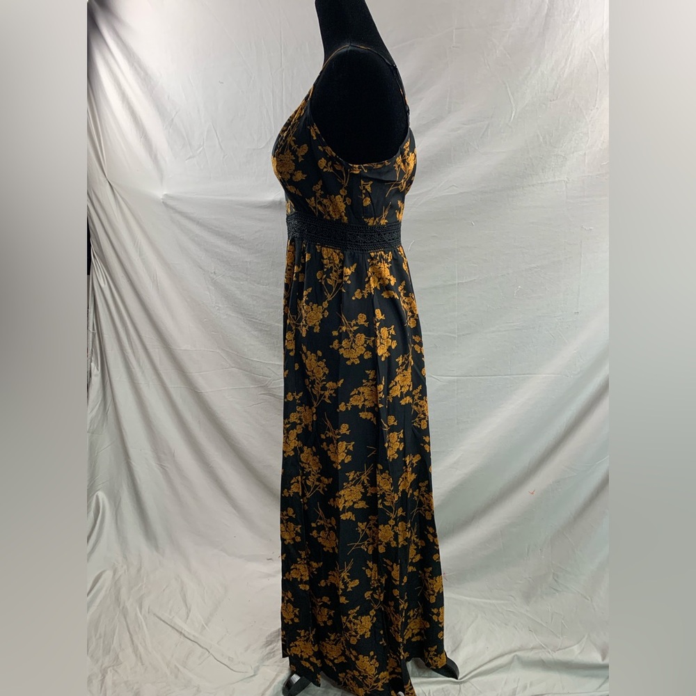 Black Boho Floral Print Split Thigh Cami Dress - Picture 8 of 9